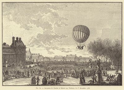 Ascension de Charles et Robert aux Tuileries, le 1er décembre 1783 (gravure) - French School