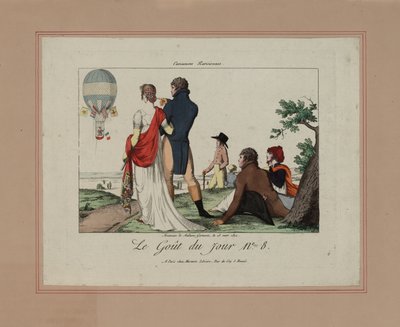 Ascension de Madame Garnerin, le 28 mars 1802 (gravure en couleur) - French School
