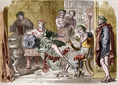 Aspasie de Milet, courtisane grecque du Ve siècle av. J.-C. Gravure - French School
