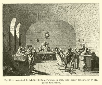 Assassinat de Pelletier de Saint-Fargeau, en 1793, chez Février, restaurateur, no 114, galerie Montpensier - French School