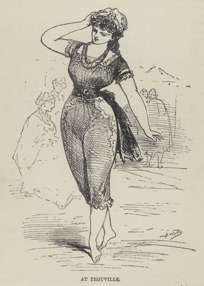 À Trouville (gravure) - French School