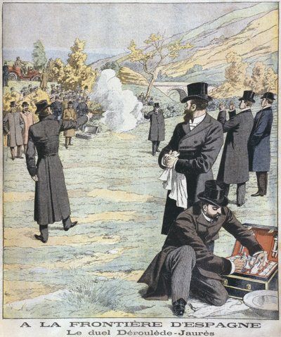 À la frontière espagnole, duel entre Paul Déroulède et Jean Jaurès, illustration du Petit Journal: Supplément illustré, 18 décembre 1904 - French School