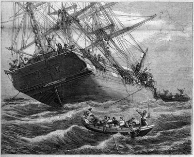 Attaque et pillage par des pirates malais des trois mats français « Pauline et Victoire » dans le détroit de Torres (Océanie), en 1859. Dessin de M. Durant Brager. Gravure de Linton dans « Le Monde Illustré » n°94 du 29 janvier 1859. - French School