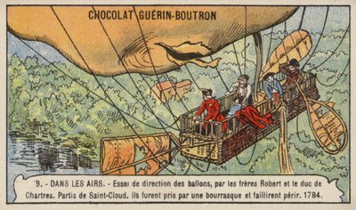 Tentative des frères Robert et du duc de Chartres de diriger un ballon - French School