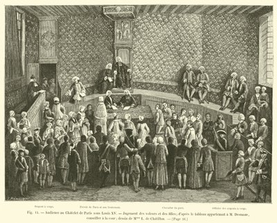 Audience au Châtelet de Paris sous Louis XV, Jugement des voleurs et des filles; d