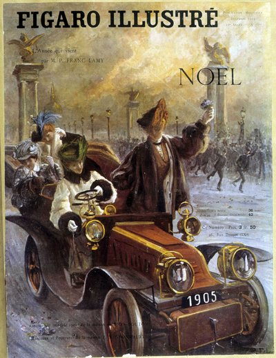 Automobile Dion-Bouton 1905 et manteaux et fourrures Grunwaldt - dans "Le Figaro Illustré", déc. 1904 - French School