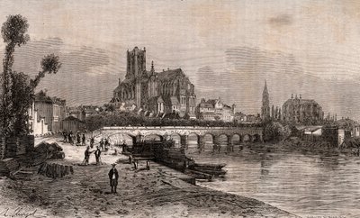 Auxerre - Bourgogne-Franche-Comté - gravure dans « La France illustrée : géographie, histoire, administration statistique » par V.A. Malt-Brown. 1884 - French School