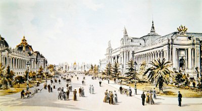 Avenue Nicolas II montrant le Grand Palais et le Petit Palais pendant l