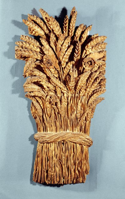 Enseigne de boulanger avec des épis de blé et des fleurs des champs - French School