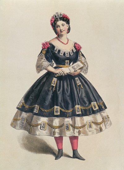 Robe de bal décorée de cartes de visite photographiques, vers 1860 - French School