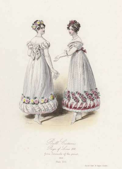Costumes de bal, règne de Louis XVIII - French School