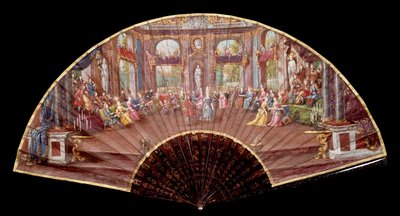 Scène de bal à la cour sous Louis XIV (1638-1715) éventail du XVIIIe siècle Paris, Arts décoratifs - French School