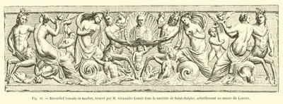 Bas-relief romain en marbre, trouvé par M. Alexandre Lenoir dans la sacristie de Saint-Sulpice, actuellement au musée du Louvre - French School