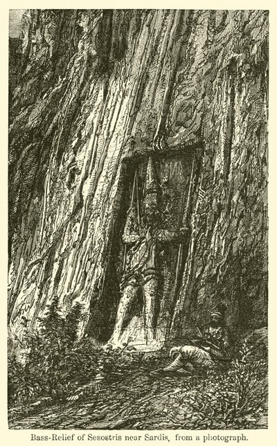 Bas-relief de Sésostris près de Sardes (gravure) - French School