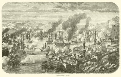 Bataille de Navarin (engraving) - French School