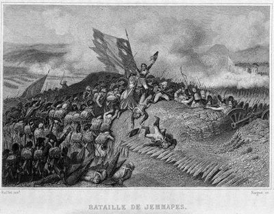 Bataille de Jemappes en 1792 (Victoire des Français, commandée par Dumouriez) - dans "Révolution française" par Thiers. 19ème siècle - French School