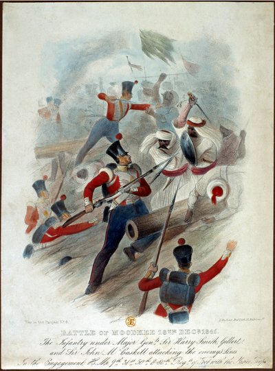Bataille de Moodkee, 18 décembre 1845, n° 4 de War in the Punjab, gravé par W. Kohler d