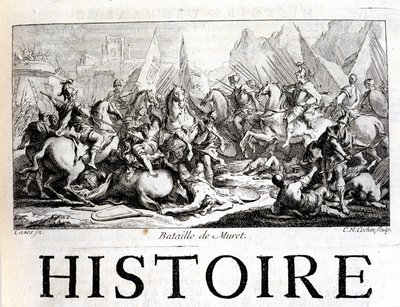 Bataille de Muret le 12 septembre 1213 - dans "Histoire générale de Languedoc" par Joseph Vaissete, Paris - French School