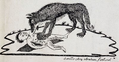 Bête déchirant un enfant (bête du Gévaudan) - French School