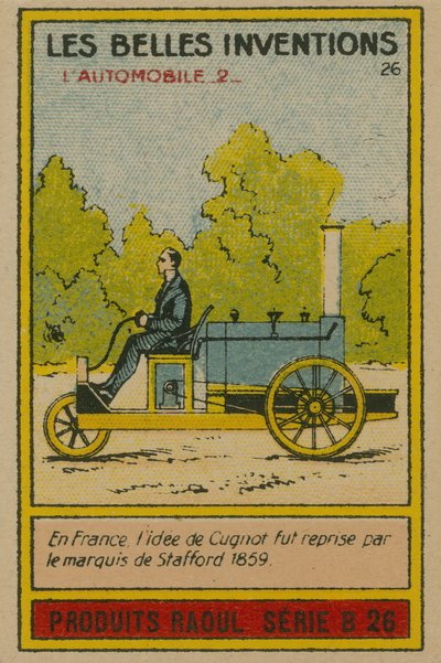 Carte des belles inventions, automobile - French School