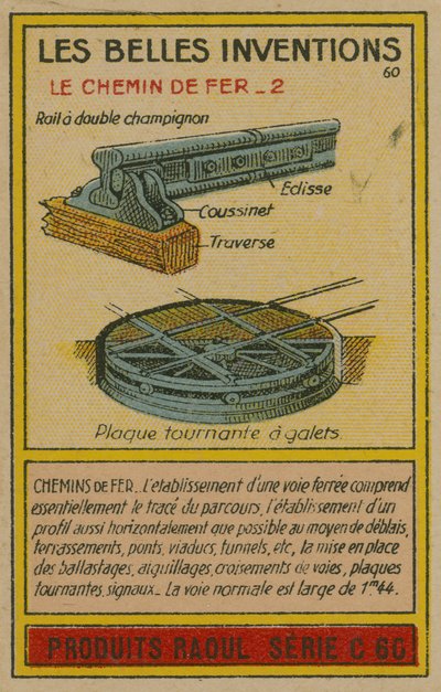 Carte des belles inventions, lignes de chemin de fer - French School