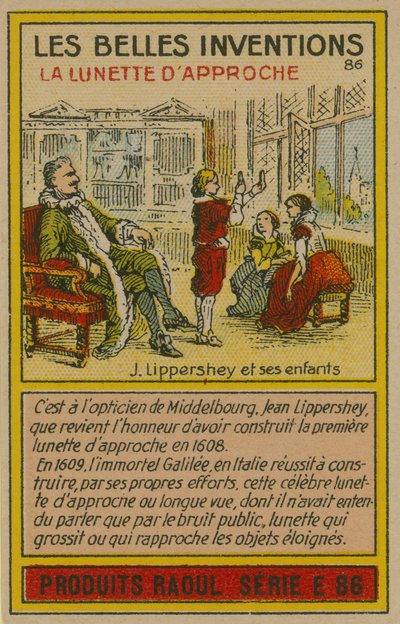 Carte des belles inventions, télescope - French School