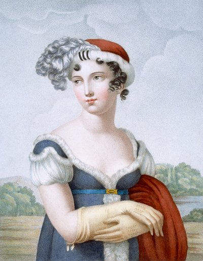 Belle dame habillée en style polonaise, gravée par L. Dibart - French School