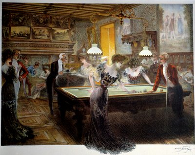 Belle époque : le jeu de billard, début du XXe siècle - French School