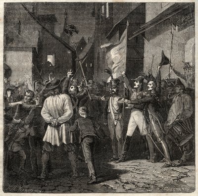 Conspiration de Berton 1822 - Le général Jean Baptiste Breton dit Berton (1769-1822) établit un gouvernement provisoire à Thouars en 1822 - French School
