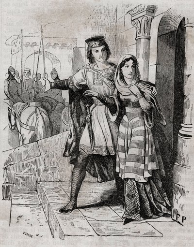 Bertrade de Montfort (1070-1117) reine de France avec Philippe Ier roi de France - dans "Histoire de France" par Anquetil. 19ème siècle - French School