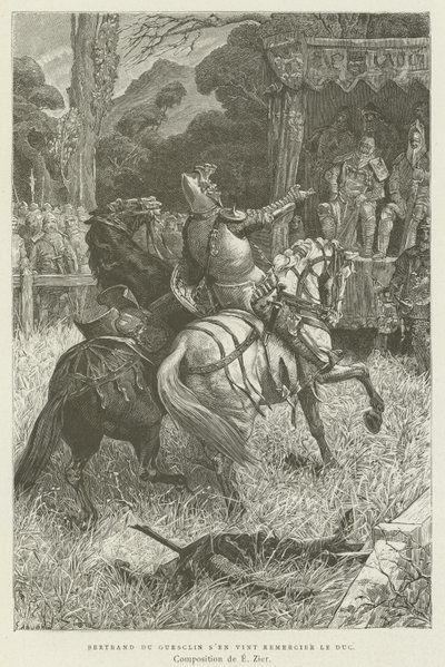 Bertrand du Guesclin venu remercier le duc - French School