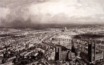 Vue Aérienne de Londres, vers 1840-55 - French School