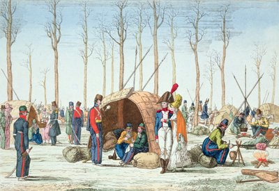 Bivouac des troupes russes sur les Champs-Élysées, Paris, 31 mars 1814 - French School