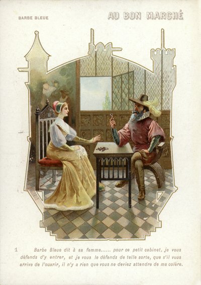 Barbe Bleue, tenant une clé - French School