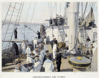 Embarquement de vivres - dans « Album militaire - Marine : La vie à bord » - French School