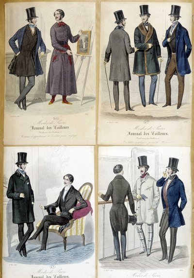 Planches illustrant la mode masculine du « Journal des tailleurs » de 1848. - French School