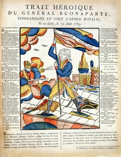 Bonaparte (1769-1821) plantant le drapeau français sur le pont de Lodi, 10 mai 1796 extrait de L