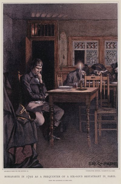 Bonaparte en 1792 fréquentant un restaurant à six sous à Paris - French School