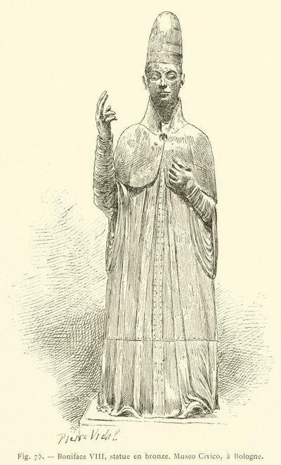 Boniface VIII, statue en bronze, Museo Civico, à Bologne - French School
