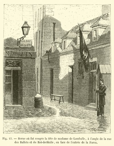 Borne où fut coupée la tête de madame de Lamballe, à l