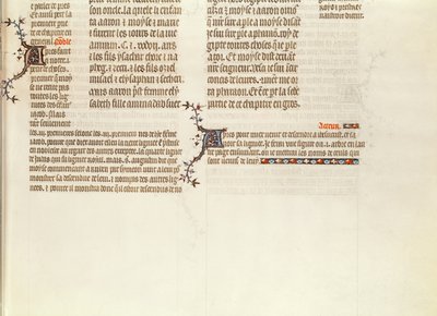 Bas de page sans miniature, de la Bible de Jean de Sy, c.1355 - French School