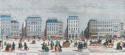 Boulevard Poissonnière - Rue Saint-Barbe - Rue Saint-Étienne - Rue Notre-Dame de Reouvrance - Rue Poissonnière - Gravure dans « Tableau-de-Paris » par Edmond Texier 1852 - French School