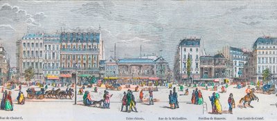 Boulevard des Italiens côté sud et Boulevard des Capucines côté sud - rue de Choiseul - Bains chinois - rue de la Michodière - Pavillon de Hanovre - rue Louis-le-Grand - Gravure dans « Tableau-de-Paris » par Edmond Texier 1852 - French School