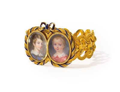 Bracelet avec deux miniatures, Morel & Cie, vers 1845 - French School