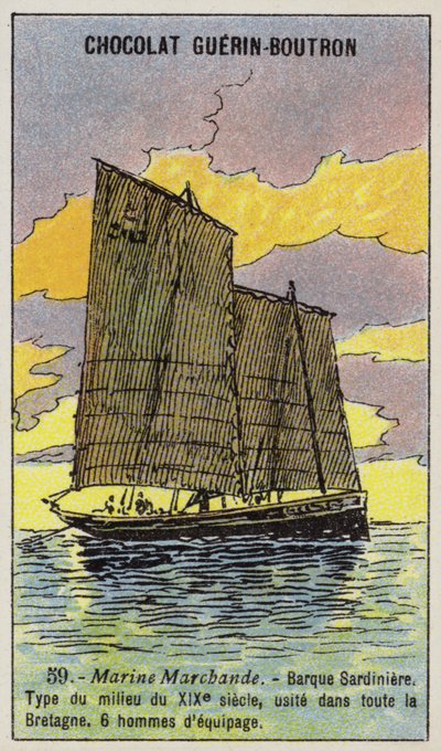 Bateau de pêche à la sardine breton, milieu du XIXe siècle - French School