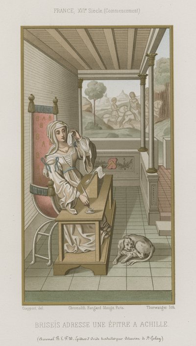 Briséis envoie une épître à Achille - French School