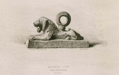 Lion en bronze, de Khorsabad, Louvre (gravure) - French School