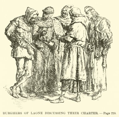 Les bourgeois de Laon discutant de leur charte - French School