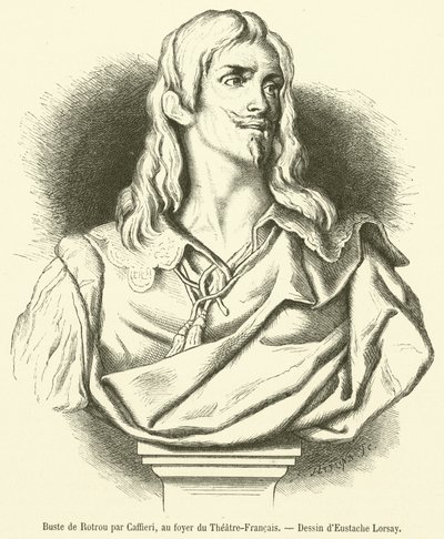 Buste de Rotrou par Caffieri, au foyer du Théâtre-Français (gravure) - French School