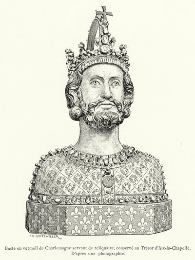 Buste en vermeil de Charlemagne servant de reliquaire, conservé au Trésor d